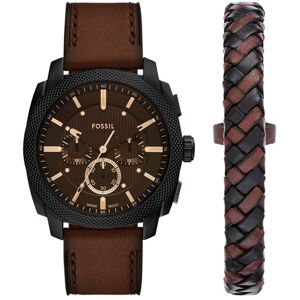Fossil Súprava hodiniek a náramku Machine Chronograph FS6102SET Hnedá Muži Fossil Súprava hodiniek a náramku Machine Chronograph FS6102SET Hnedá Muži