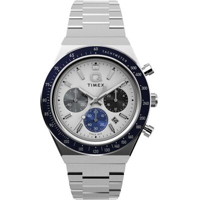 Timex Hodinky Q Timex® Chronograph TW2Y36200 Strieborná Muži Timex Hodinky Q Timex® Chronograph TW2Y36200 Strieborná Muži