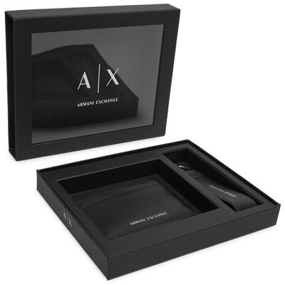 Armani Exchange Sada puzdro na karty a kľúčenka XM002217 AF22541 UC001 Čierna Muži Armani Exchange Sada puzdro na karty a kľúčenka XM002217 AF22541 UC001 Čierna Muži
