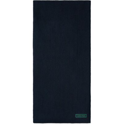 Calvin Klein Šál Patch Chunky Rib Cotton Scarf LV04D8055G Tmavomodrá Muži Calvin Klein Šál Patch Chunky Rib Cotton Scarf LV04D8055G Tmavomodrá Muži