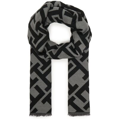 Tommy Hilfiger Šál Th Monogram Heavy Scarf AW0AW18051 Čierna Ženy Tommy Hilfiger Šál Th Monogram Heavy Scarf AW0AW18051 Čierna Ženy