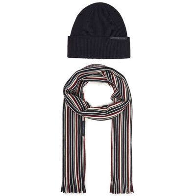 Tommy Hilfiger Set čiapka a šál Th Corp Love AM0AM12939 Tmavomodrá Muži Tommy Hilfiger Set čiapka a šál Th Corp Love AM0AM12939 Tmavomodrá Muži