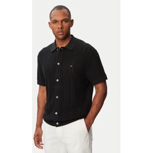 Tommy Hilfiger Košeľa MW0MW43249 Čierna Regular Fit Muži Tommy Hilfiger Košeľa MW0MW43249 Čierna Regular Fit Muži