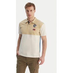 Napapijri Polokošeľa E-Reflect NP0A4H4B Écru Relaxed Fit Muži Napapijri Polokošeľa E-Reflect NP0A4H4B Écru Relaxed Fit Muži