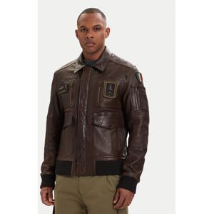 Aeronautica Militare Kožená bunda 261PN5058U100839 Hnedá Regular Fit Muži Aeronautica Militare Kožená bunda 261PN5058U100839 Hnedá Regular Fit Muži