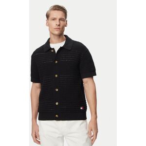 Tommy Jeans Košeľa Crochet DM0DM23373 Čierna Regular Fit Muži Tommy Jeans Košeľa Crochet DM0DM23373 Čierna Regular Fit Muži