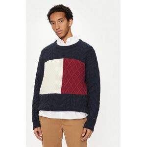 Tommy Hilfiger Sveter MW0MW36546 Tmavomodrá Regular Fit Muži Tommy Hilfiger Sveter MW0MW36546 Tmavomodrá Regular Fit Muži