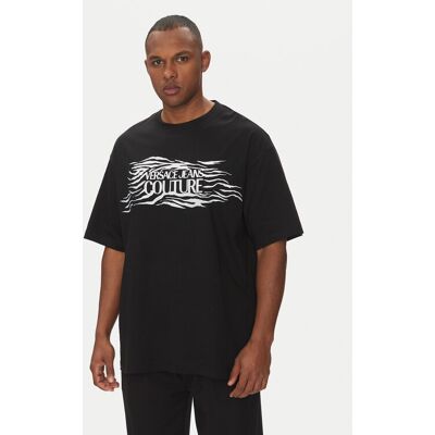 Versace Jeans Couture Tričko 78GAH6L1 Čierna Regular Fit Muži Versace Jeans Couture Tričko 78GAH6L1 Čierna Regular Fit Muži
