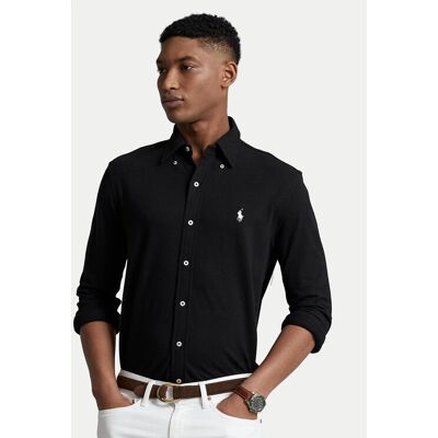 Polo Ralph Lauren Košeľa Pique 710654408 Čierna Regular Fit Muži Polo Ralph Lauren Košeľa Pique 710654408 Čierna Regular Fit Muži