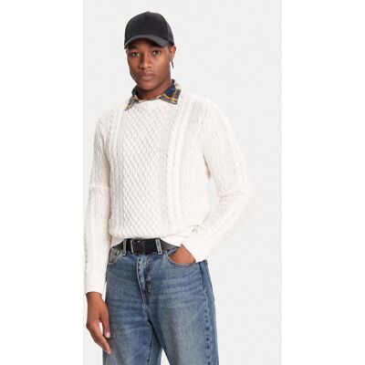 Tommy Jeans Sveter DM0DM22101 Biela Regular Fit Muži Tommy Jeans Sveter DM0DM22101 Biela Regular Fit Muži