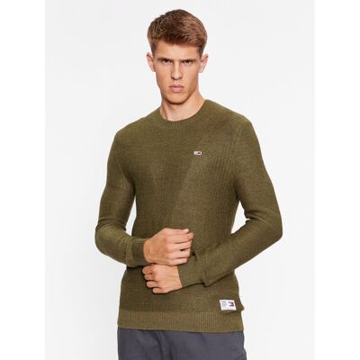 Tommy Jeans Sveter DM0DM15060 Zelená Regular Fit Muži Tommy Jeans Sveter DM0DM15060 Zelená Regular Fit Muži