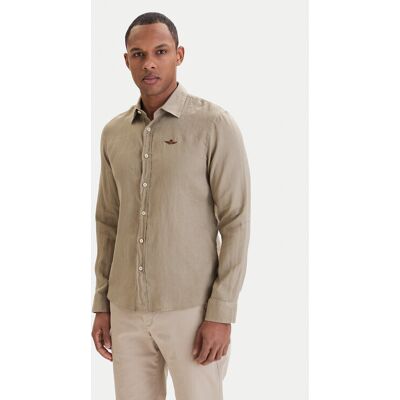Aeronautica Militare Košeľa 261CA1321UCT03089 Béžová Regular Fit Muži Aeronautica Militare Košeľa 261CA1321UCT03089 Béžová Regular Fit Muži
