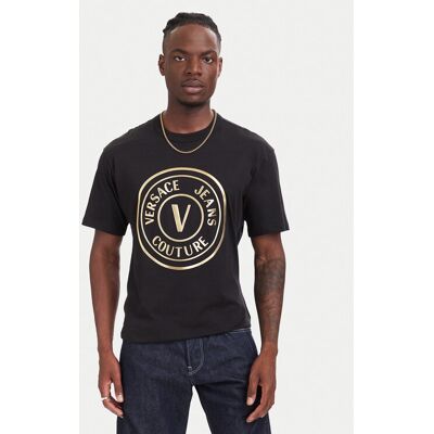 Versace Jeans Couture Tričko 80GAHT02 CJ00T Čierna Regular Fit Muži Versace Jeans Couture Tričko 80GAHT02 CJ00T Čierna Regular Fit Muži
