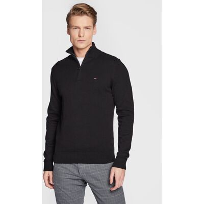 Tommy Hilfiger Sveter Pima MW0MW28049 Čierna Regular Fit Muži Tommy Hilfiger Sveter Pima MW0MW28049 Čierna Regular Fit Muži