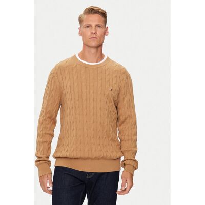 Tommy Hilfiger Sveter MW0MW33132 Béžová Regular Fit Muži Tommy Hilfiger Sveter MW0MW33132 Béžová Regular Fit Muži