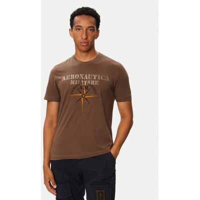 Aeronautica Militare Tričko 262TS2582UJ00750 Hnedá Regular Fit Muži Aeronautica Militare Tričko 262TS2582UJ00750 Hnedá Regular Fit Muži