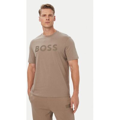 BOSS Tričko Structure Logo 50566883 Béžová Regular Fit Muži BOSS Tričko Structure Logo 50566883 Béžová Regular Fit Muži