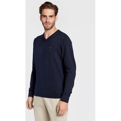 Tommy Hilfiger Sveter MW0MW28047 Tmavomodrá Regular Fit Muži Tommy Hilfiger Sveter MW0MW28047 Tmavomodrá Regular Fit Muži
