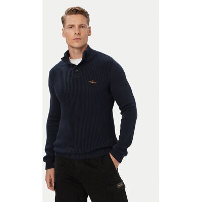 Aeronautica Militare Sveter 262MA1572UL00409 Tmavomodrá Regular Fit Muži Aeronautica Militare Sveter 262MA1572UL00409 Tmavomodrá Regular Fit Muži