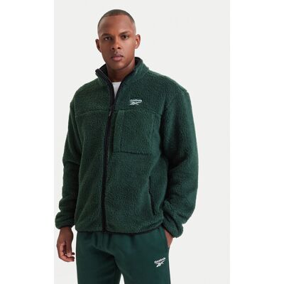 Reebok Fleecová mikina RCC00108 Tmavo zelená Regular Fit Muži Reebok Fleecová mikina RCC00108 Tmavo zelená Regular Fit Muži