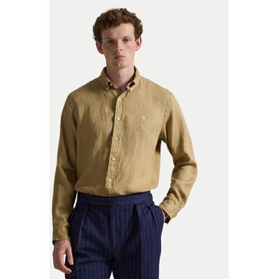 Polo Ralph Lauren Košeľa 710968915502 Béžová Slim Fit Muži Polo Ralph Lauren Košeľa 710968915502 Béžová Slim Fit Muži