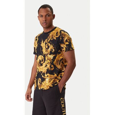 Versace Jeans Couture Tričko 80GAH6S0 JS543 Čierna Regular Fit Muži Versace Jeans Couture Tričko 80GAH6S0 JS543 Čierna Regular Fit Muži