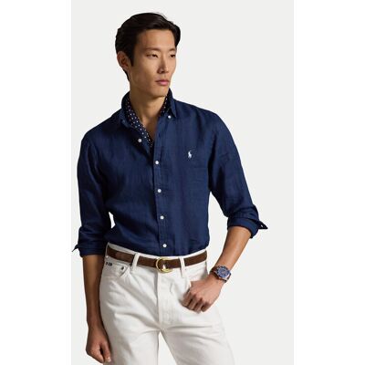 Polo Ralph Lauren Košeľa 710968915506 Tmavomodrá Slim Fit Muži Polo Ralph Lauren Košeľa 710968915506 Tmavomodrá Slim Fit Muži
