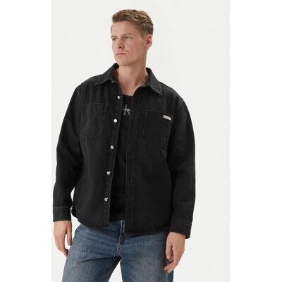 Calvin Klein Jeans džínsová košeľa 90's LV04RF709G Čierna Regular Fit Muži Calvin Klein Jeans džínsová košeľa 90's LV04RF709G Čierna Regular Fit Muži