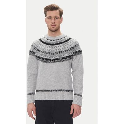 Pepe Jeans Sveter Fairisle PM702504 Sivá Regular Fit Muži Pepe Jeans Sveter Fairisle PM702504 Sivá Regular Fit Muži