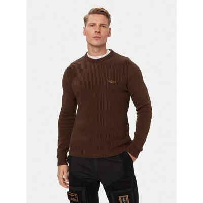Aeronautica Militare Sveter 262MA1571UL00409 Hnedá Regular Fit Muži Aeronautica Militare Sveter 262MA1571UL00409 Hnedá Regular Fit Muži