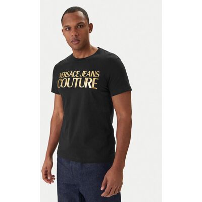 Versace Jeans Couture Tričko 80GAHT00 CJ00T Čierna Regular Fit Muži Versace Jeans Couture Tričko 80GAHT00 CJ00T Čierna Regular Fit Muži