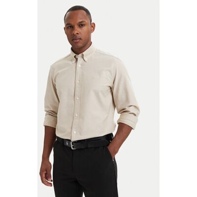 BOSS Košeľa H-Liam 50566988 Béžová Regular Fit Muži BOSS Košeľa H-Liam 50566988 Béžová Regular Fit Muži