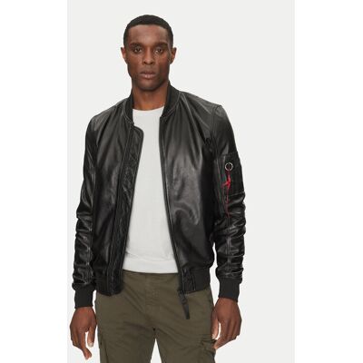 Alpha Industries Kožená bunda Ma-1 156141 Čierna Slim Fit Muži Alpha Industries Kožená bunda Ma-1 156141 Čierna Slim Fit Muži