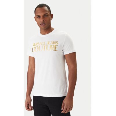 Versace Jeans Couture Tričko 80GAHT00 CJ00T Biela Regular Fit Muži Versace Jeans Couture Tričko 80GAHT00 CJ00T Biela Regular Fit Muži