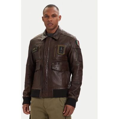 Aeronautica Militare Kožená bunda 261PN5058U100839 Hnedá Regular Fit Muži Aeronautica Militare Kožená bunda 261PN5058U100839 Hnedá Regular Fit Muži
