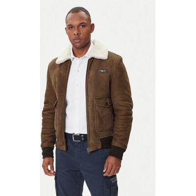 Aeronautica Militare Kožená bunda 252PN0163U100893 Hnedá Regular Fit Muži Aeronautica Militare Kožená bunda 252PN0163U100893 Hnedá Regular Fit Muži