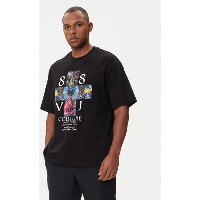 Versace Jeans Couture Tričko 79GAHT10 CJ00T Čierna Regular Fit Muži Versace Jeans Couture Tričko 79GAHT10 CJ00T Čierna Regular Fit Muži