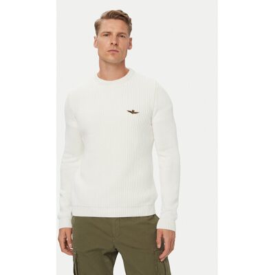 Aeronautica Militare Sveter 262MA1571UL00409 Biela Regular Fit Muži Aeronautica Militare Sveter 262MA1571UL00409 Biela Regular Fit Muži