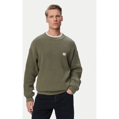 Calvin Klein Jeans Sveter LV04RD313G Tmavo zelená Regular Fit Muži Calvin Klein Jeans Sveter LV04RD313G Tmavo zelená Regular Fit Muži