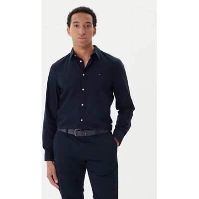 Tommy Hilfiger Košeľa MW0MW40460 Tmavomodrá Slim Fit Muži Tommy Hilfiger Košeľa MW0MW40460 Tmavomodrá Slim Fit Muži