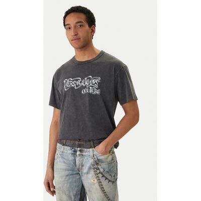 Versace Jeans Couture Tričko 80GAHB02 CJB02 Čierna Regular Fit Muži Versace Jeans Couture Tričko 80GAHB02 CJB02 Čierna Regular Fit Muži