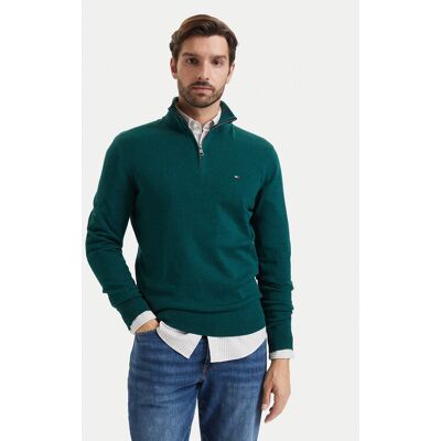 Tommy Hilfiger Sveter MW0MW28049 Tmavo zelená Regular Fit Muži Tommy Hilfiger Sveter MW0MW28049 Tmavo zelená Regular Fit Muži