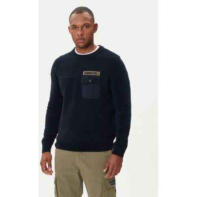 Aeronautica Militare Sveter 252MA1573UL00539 Tmavomodrá Regular Fit Muži Aeronautica Militare Sveter 252MA1573UL00539 Tmavomodrá Regular Fit Muži