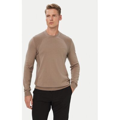 BOSS Sveter KN_Momentum 50558351 Tmavo béžová Regular Fit Muži BOSS Sveter KN_Momentum 50558351 Tmavo béžová Regular Fit Muži