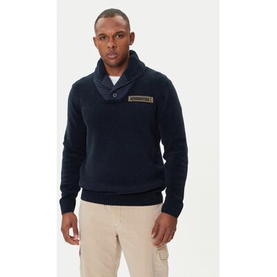 Aeronautica Militare Sveter 252MA1574UL00539 Tmavomodrá Regular Fit Muži Aeronautica Militare Sveter 252MA1574UL00539 Tmavomodrá Regular Fit Muži