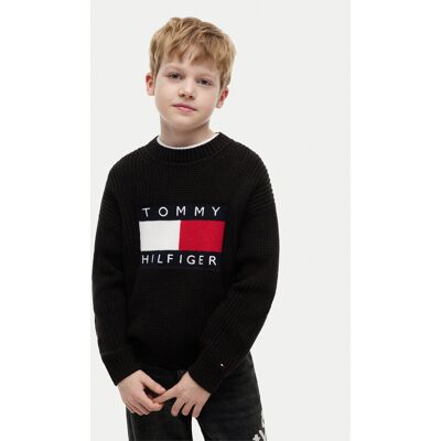 Tommy Hilfiger Sveter Heritage KB0KB10071 Čierna Regular Fit Deti Tommy Hilfiger Sveter Heritage KB0KB10071 Čierna Regular Fit Deti