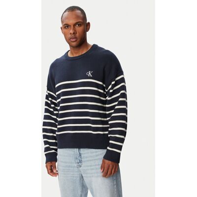 Calvin Klein Jeans Sveter LV04RG305G Tmavomodrá Relaxed Fit Muži Calvin Klein Jeans Sveter LV04RG305G Tmavomodrá Relaxed Fit Muži