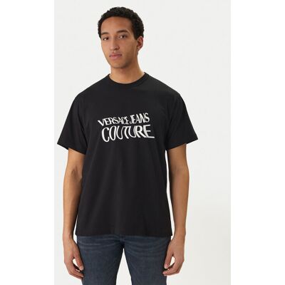 Versace Jeans Couture Tričko 80GAHE04 CJ00E Čierna Regular Fit Muži Versace Jeans Couture Tričko 80GAHE04 CJ00E Čierna Regular Fit Muži