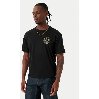 Versace Jeans Couture Tričko 80GAHT04 CJ00T Čierna Regular Fit Muži Versace Jeans Couture Tričko 80GAHT04 CJ00T Čierna Regular Fit Muži