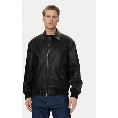 Calvin Klein Jeans Bunda z imitácie kože LV04RF403G Čierna Relaxed Fit Muži Calvin Klein Jeans Bunda z imitácie kože LV04RF403G Čierna Relaxed Fit Muži